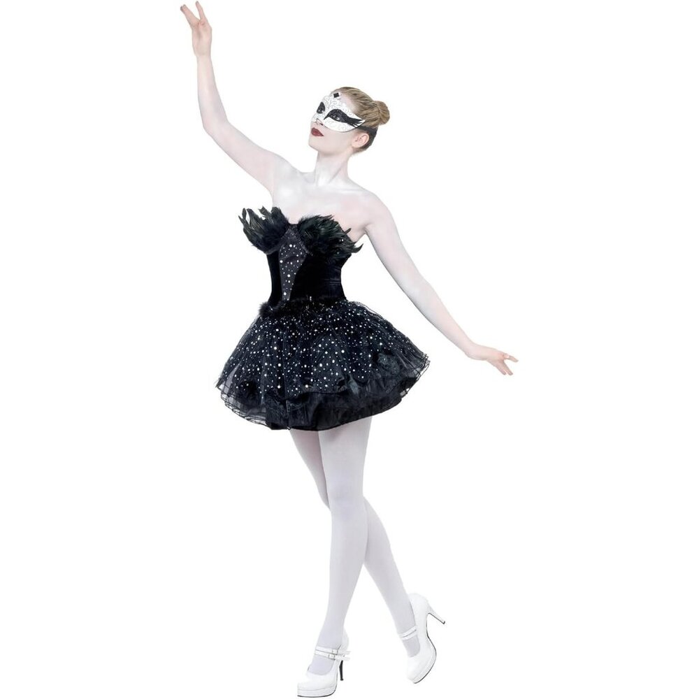 Smiffy's Gothic Swan Black Ballerina Masquerade Halloween Costume Large 14-16
